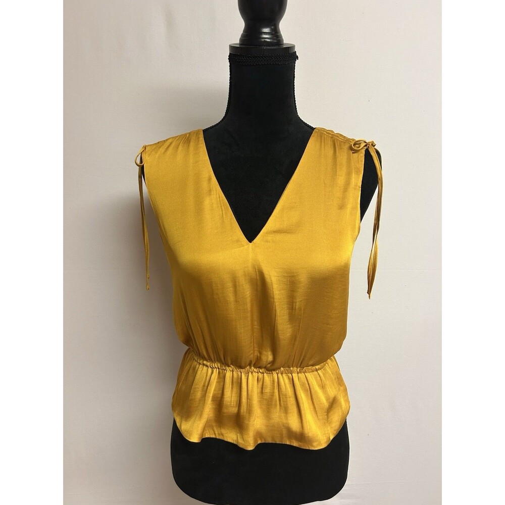 Banana Republic Size XS TP Womens Top Peplum Elastic Waist V Neck Sleeveless